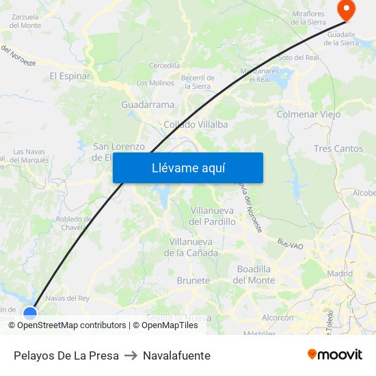 Pelayos De La Presa to Navalafuente map