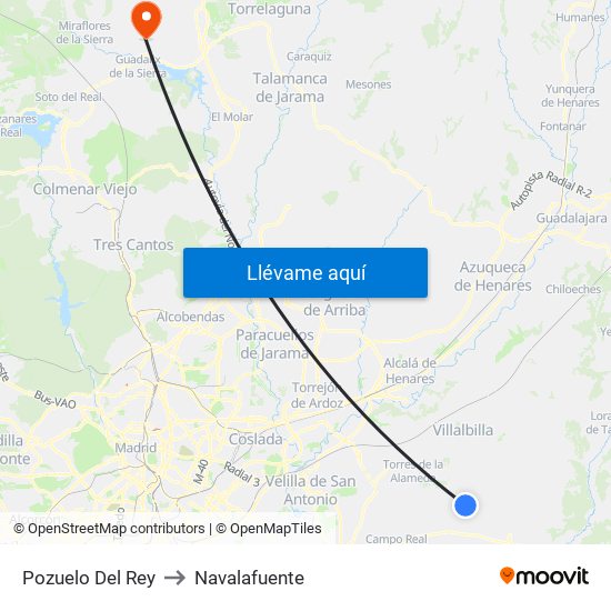 Pozuelo Del Rey to Navalafuente map