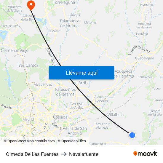 Olmeda De Las Fuentes to Navalafuente map