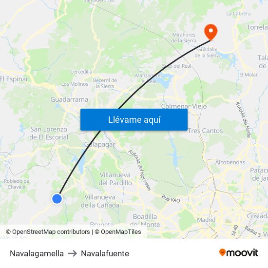 Navalagamella to Navalafuente map