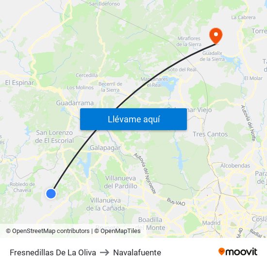 Fresnedillas De La Oliva to Navalafuente map
