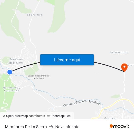 Miraflores De La Sierra to Navalafuente map