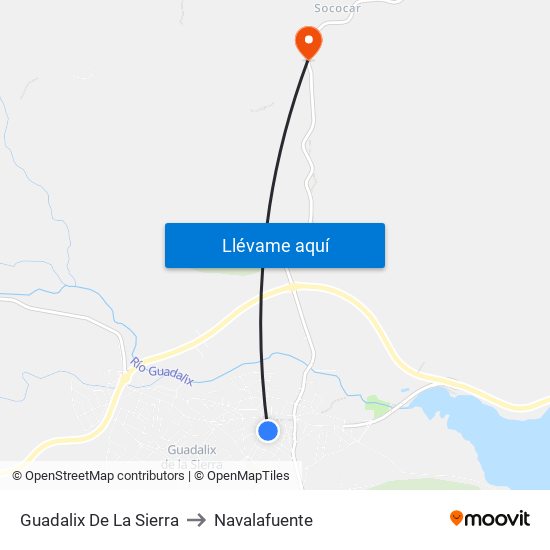 Guadalix De La Sierra to Navalafuente map
