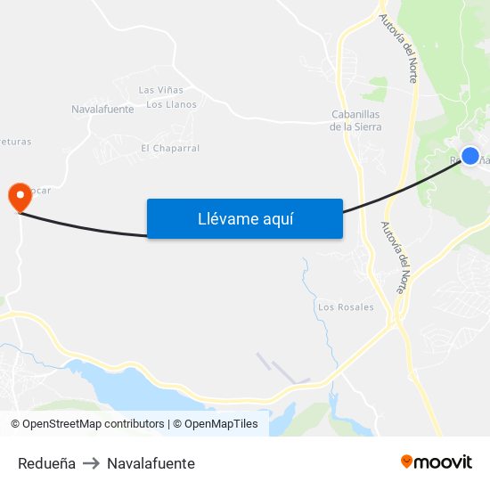 Redueña to Navalafuente map