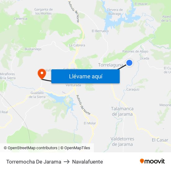 Torremocha De Jarama to Navalafuente map