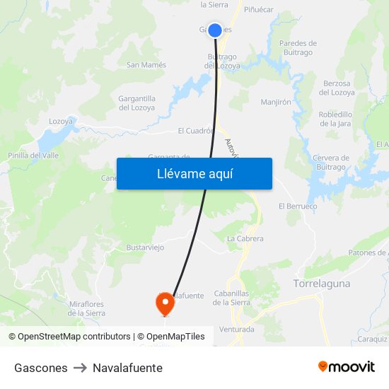 Gascones to Navalafuente map