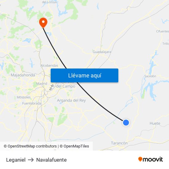 Leganiel to Navalafuente map