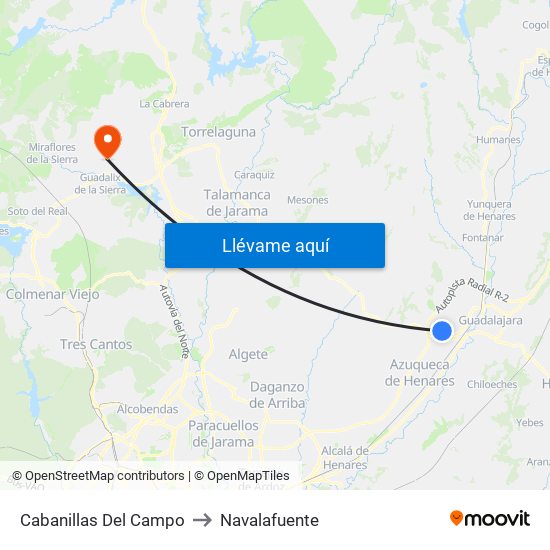 Cabanillas Del Campo to Navalafuente map