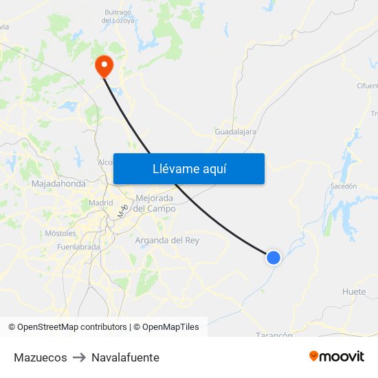 Mazuecos to Navalafuente map