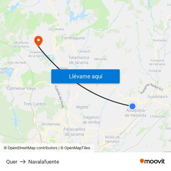 Quer to Navalafuente map