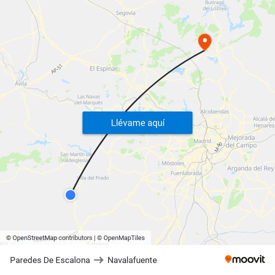 Paredes De Escalona to Navalafuente map
