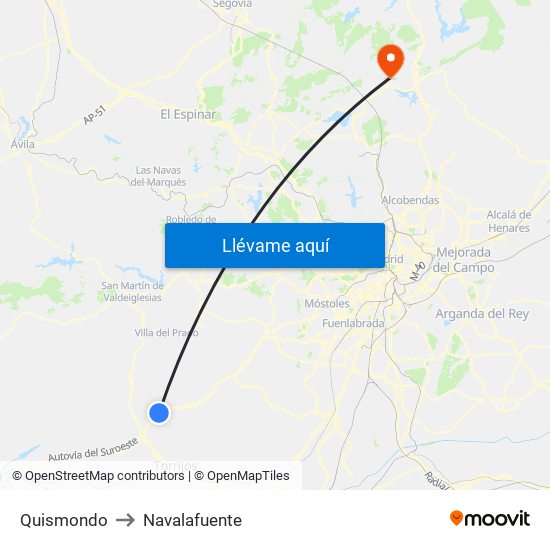 Quismondo to Navalafuente map