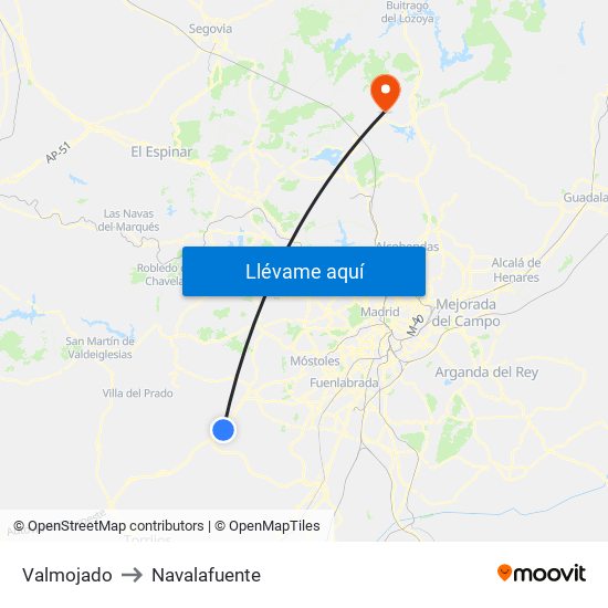 Valmojado to Navalafuente map