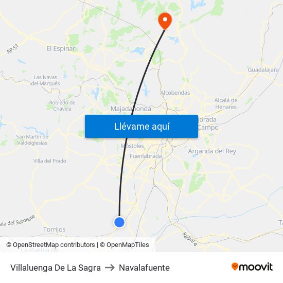 Villaluenga De La Sagra to Navalafuente map