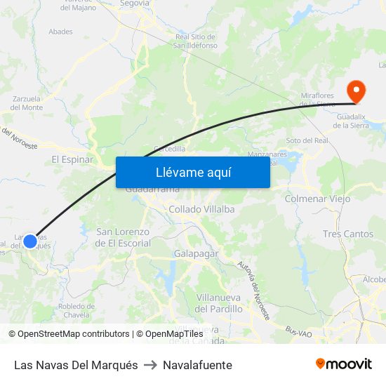 Las Navas Del Marqués to Navalafuente map
