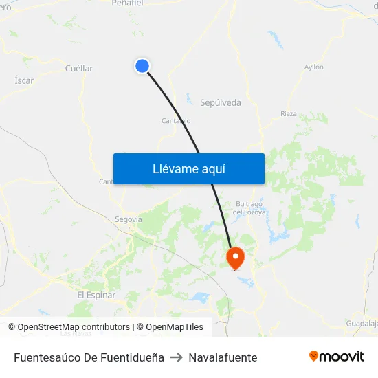 Fuentesaúco De Fuentidueña to Navalafuente map