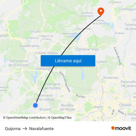 Quijorna to Navalafuente map