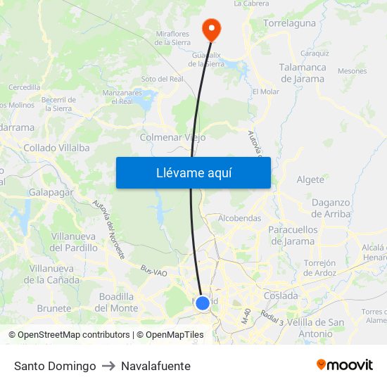 Santo Domingo to Navalafuente map