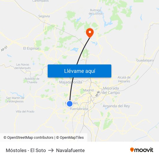 Móstoles - El Soto to Navalafuente map