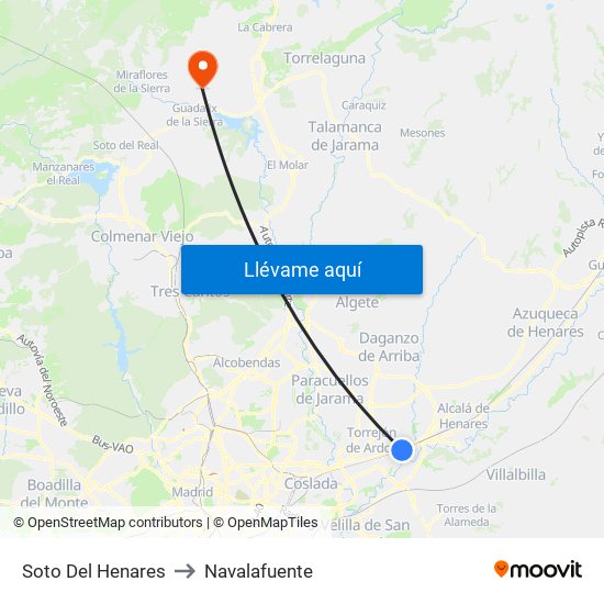 Soto Del Henares to Navalafuente map