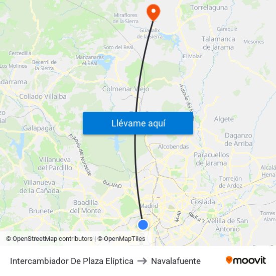Intercambiador De Plaza Elíptica to Navalafuente map