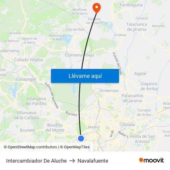 Intercambiador De Aluche to Navalafuente map