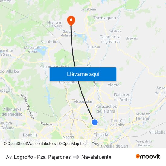 Av. Logroño - Pza. Pajarones to Navalafuente map