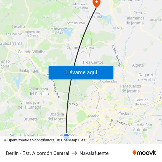 Berlín - Est. Alcorcón Central to Navalafuente map