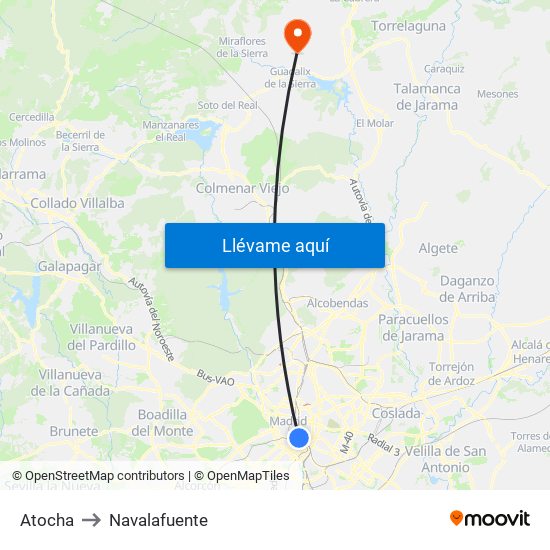Atocha to Navalafuente map