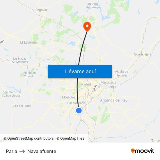 Parla to Navalafuente map