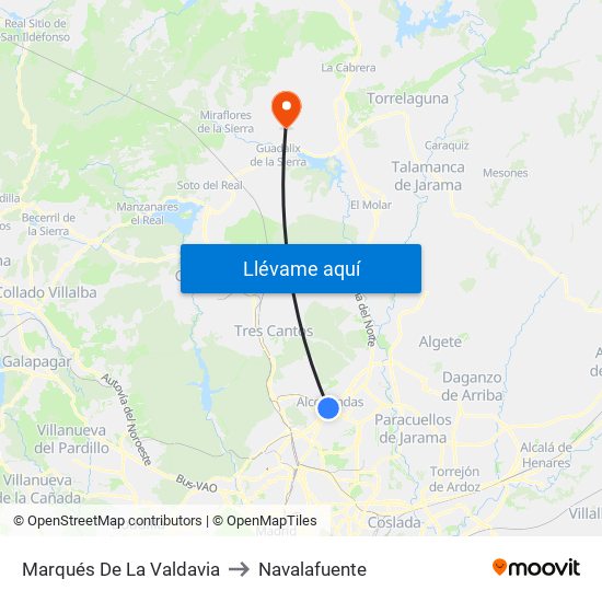 Marqués De La Valdavia to Navalafuente map