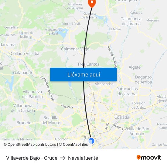 Villaverde Bajo - Cruce to Navalafuente map