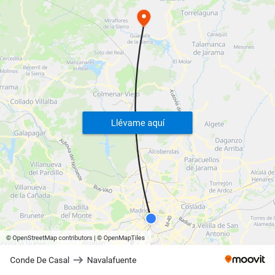 Conde De Casal to Navalafuente map