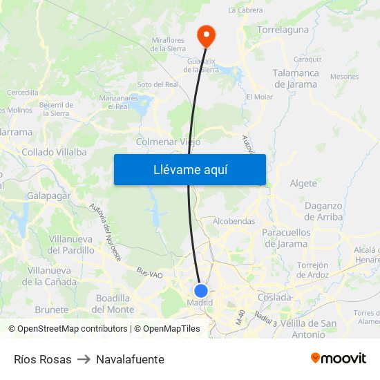 Ríos Rosas to Navalafuente map