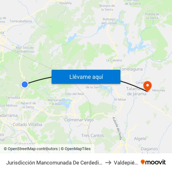 Jurisdicción Mancomunada De Cerdedilla Y Navacerrada to Valdepiélagos map