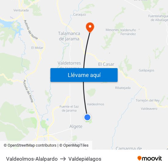 Valdeolmos-Alalpardo to Valdepiélagos map
