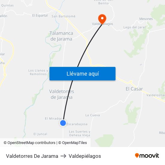 Valdetorres De Jarama to Valdepiélagos map