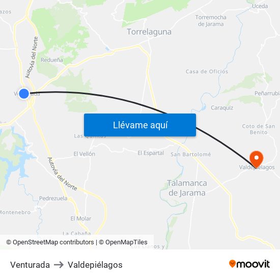 Venturada to Valdepiélagos map