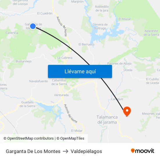 Garganta De Los Montes to Valdepiélagos map