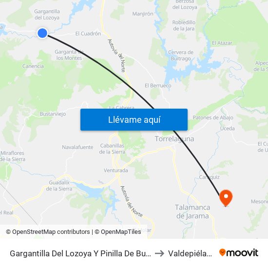 Gargantilla Del Lozoya Y Pinilla De Buitrago to Valdepiélagos map