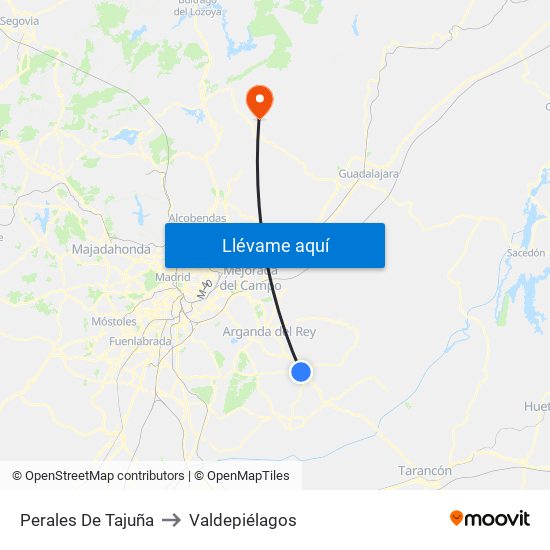 Perales De Tajuña to Valdepiélagos map