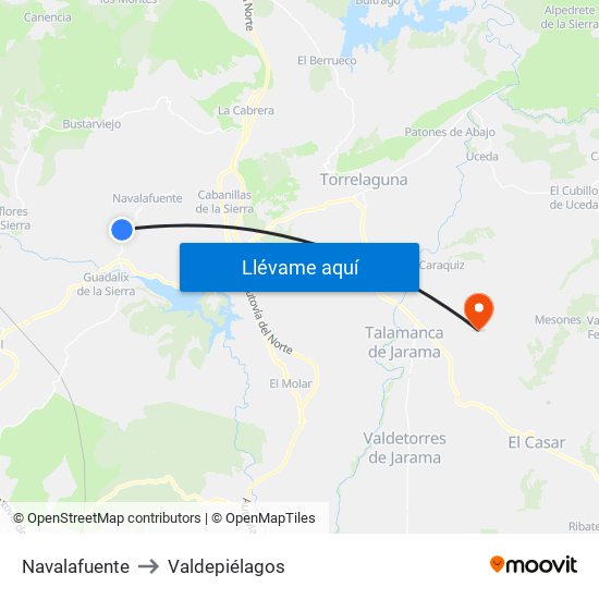 Navalafuente to Valdepiélagos map
