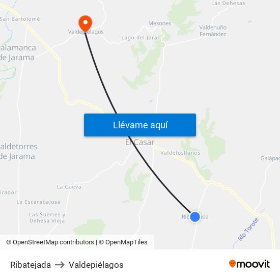 Ribatejada to Valdepiélagos map
