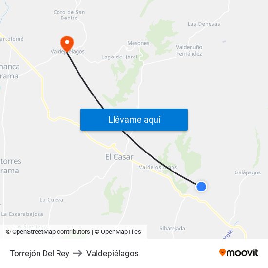 Torrejón Del Rey to Valdepiélagos map