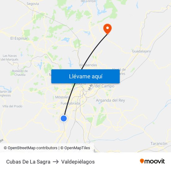 Cubas De La Sagra to Valdepiélagos map