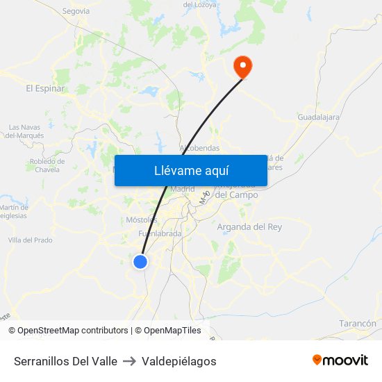 Serranillos Del Valle to Valdepiélagos map