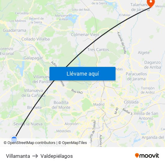 Villamanta to Valdepiélagos map