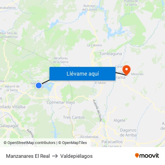 Manzanares El Real to Valdepiélagos map