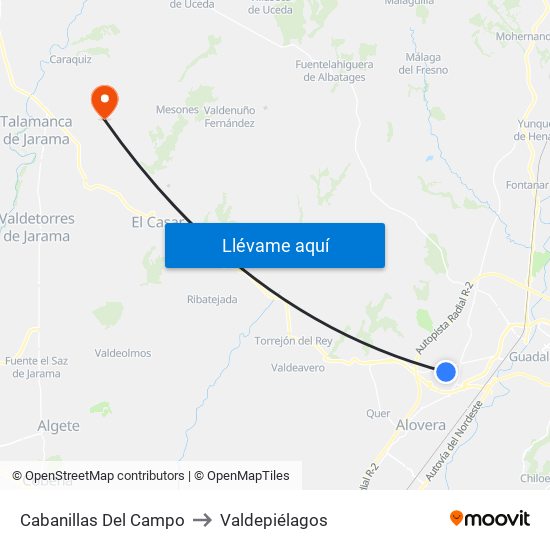 Cabanillas Del Campo to Valdepiélagos map