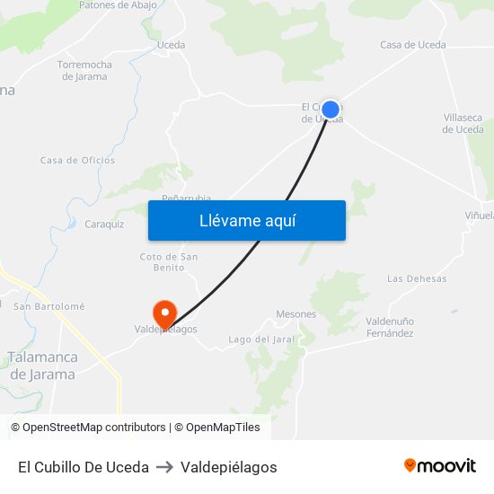 El Cubillo De Uceda to Valdepiélagos map